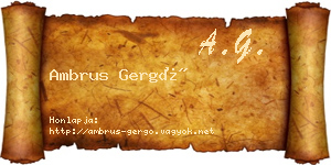 Ambrus Gergő névjegykártya